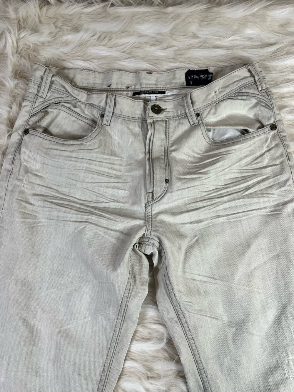 2DieFor Y2K Jeans Men's 36x33 Mid Rise Loose Fit White - Picture 7 of 8
